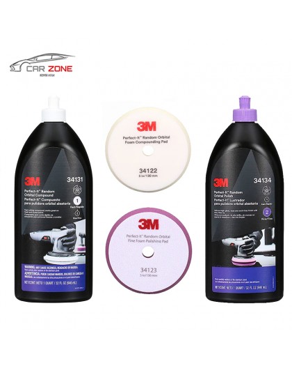 3M 34130E + 3M 34133E Polishing pastes for eccentric polisher (2x 473 ml) + 2x 3M Polishing pads (130mm/5")