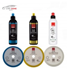 RUPES DA Coarse + DA Fine Polishing compounds + UNO Protect (3x 250 ml) + 3x RUPES DA Polshing pads (130/150 mm)