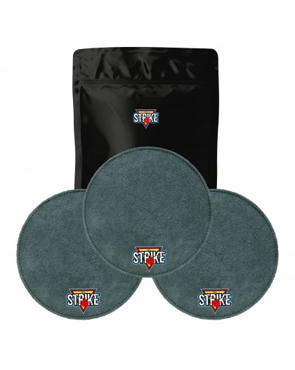 3x M&M Strike 2-layer Premium Bowling Shammy Pad. Natural leather! For wiping oil from bowling balls (18 cm) Gray