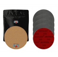 5x Mirka Abralon Discos (150 mm) A SCELTA DI GRASSI + M&M Strike Premium Bowling Shammy Pelle Pad Beige (18 cm)